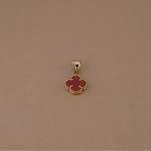 14k Solid Gold Clover Charm | Birthday Gift | Everyday Jewelry | - Picture 3 of 10